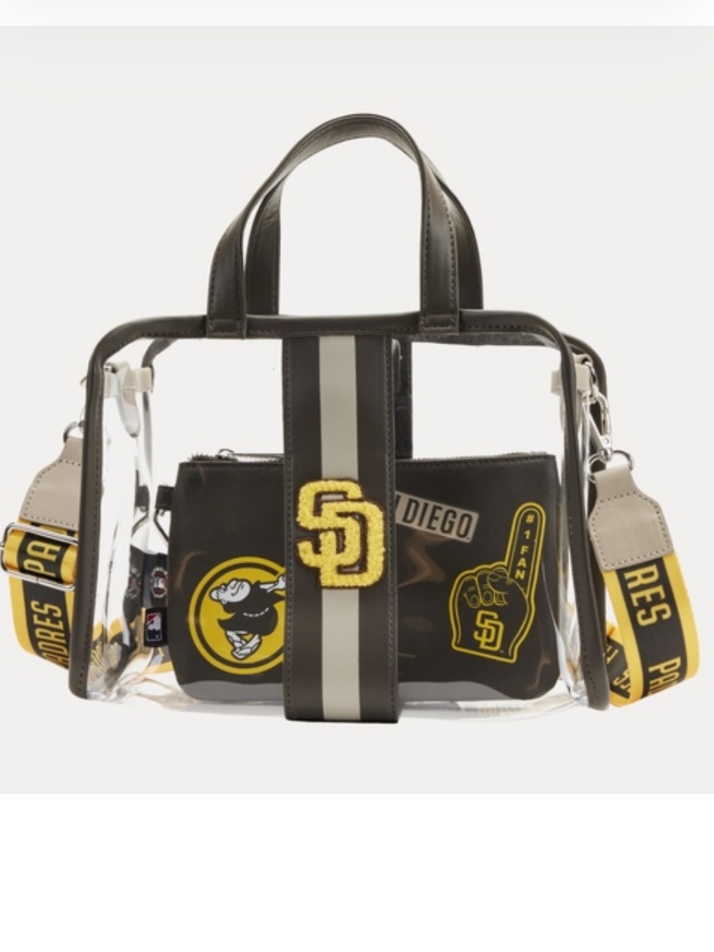 NWT Loungefly MLB SD Padres Clear Tote Crossbody Stadium Bag with Pouch